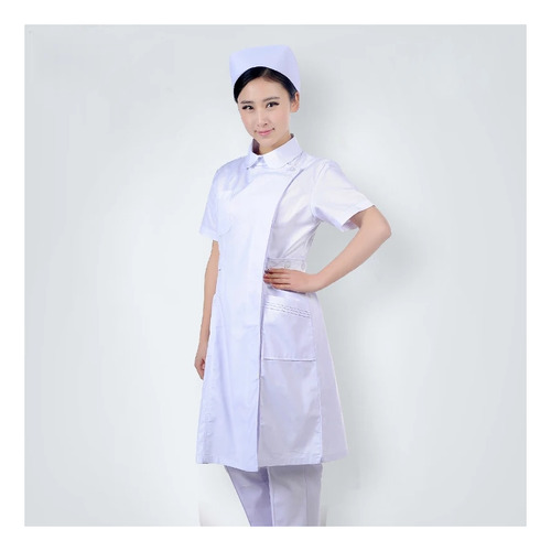 Uniforme De Laboratorio De Color Liso Para Mujer, Manga Larg