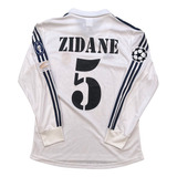 Jersey Real Madrid Zidane 5 01/02 Retro Manga Larg-la Volea-