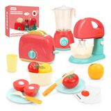 Set Cocina Niños Licuadora Tostadora Batidora Frutas Y Acces