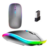 Mouse Sem Fio Bluetooth Recarregável Ergonômico Slim Rgb