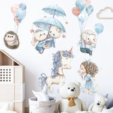 Vinil Decorativo Infantil Unicornio Conejo Globos Princesa