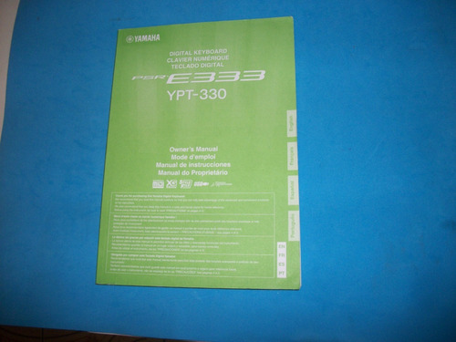 Manual Do Teclado Yamaha Ypt330  E333 Original Otimo Estado
