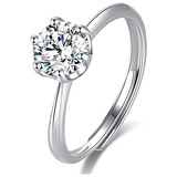 Anillo Moissanite Ajustable Plata Esterlina Compromiso