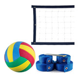 Kit Rede De Vôlei 6 Metros + Marcação Azul + Bola