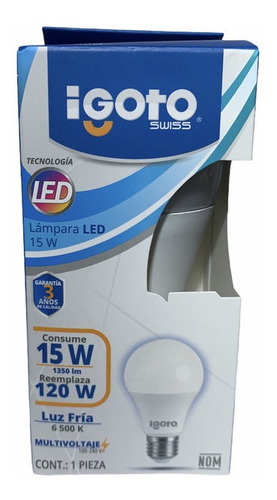 Foco Led A60 15w=120w 6500k Luz Fria Nom Igoto Color De La Luz Blanco Frío