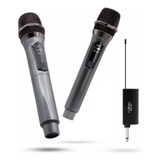 Kit 2 Microfone Sem Fio Profissional Uhf Led Com Receptor Ec