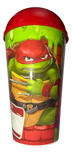 Ppr Vaso Con Tapa Y Sorbete Rojo Rafael Tortugas Ninja Domo