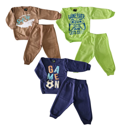 3 Conjunto Moletom Flanelado Pijama Bebê P - M - G Inverno