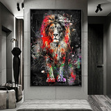 Quadro Decorativo Abstrato Leão Colorido 40x60