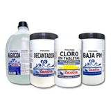 Kit Piscina Alguicida Cloro Triple Accion Decantador Baja Ph