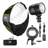 Iluminador Bicolor Led Godox Compacto Lc30 + Softbox Greika Cor Da Estrutura Preto 110v/220v