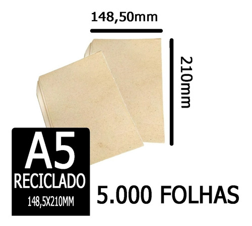 Papel Sulfite Reciclado A5 75gr 5.000 Folhas