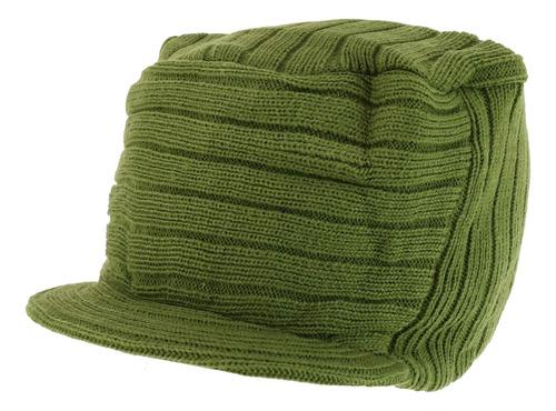 Armycrew Flat Top Army Style Gorro Tejido Con Visera - Verde