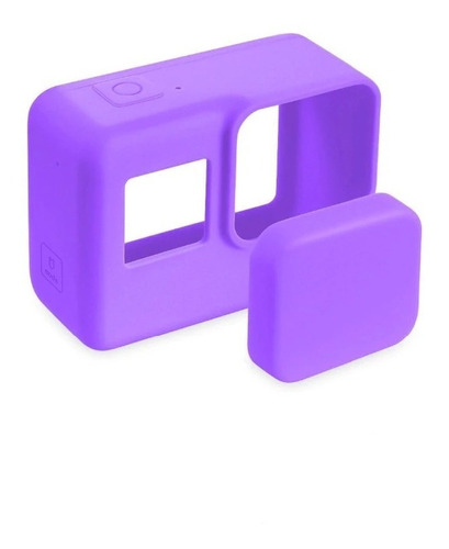 Capa Case Silicone + Tampa Lente Lilás Gopro Hero 5 6 7