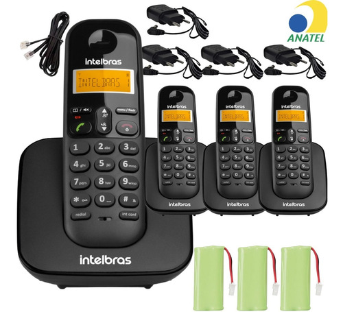 Kit Telefone Sem Fio Ts 3110 + 3 Ramais Ts 3111 Intelbras