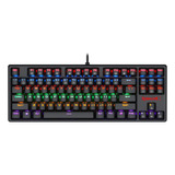 Teclado Gamer Redragon Daksa K576r Qwerty Inglés Us Color Negro Con Luz Rainbow