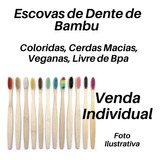 Escova De Dente De Bambu Cerdas Macias Veganas Livre De Bpa