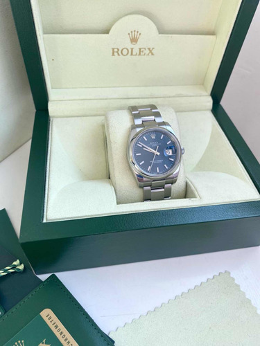Reloj Rolex 115200 34 Mm Fondo Azul Full Set
