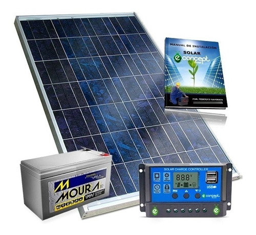 Kit Panel Solar 20 W Regulador 10 A Bateria 7 Amp Solar