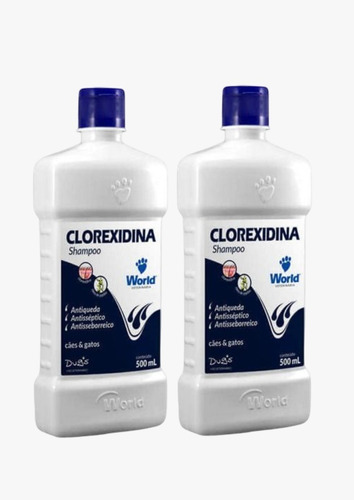 Kit 2 Shampoo Clorexidina Cachorro Cães Seborreia Anti Queda