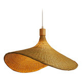 Lámpara De Techo Bambú Pantalla Sombrero 30cm -bombilla No