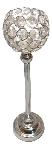 Candelabro Princesa Portavela Crystal Con Caireles 43x11 Cm