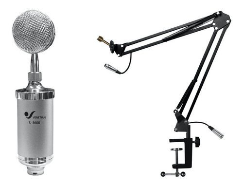 Microfono Venetian S3600 Con Soporte Tipo Radio Grabación 