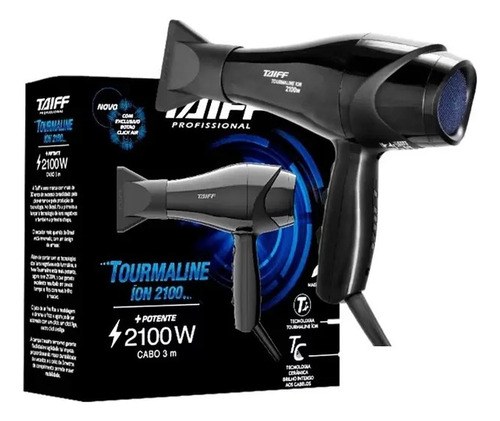 Secador  De Cabelo Taiff Tourmaline Íon Cerâmica Preto 220v