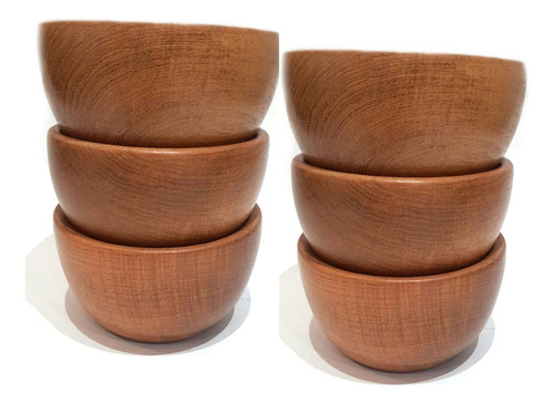 Bowls X6 Cuenco Madera Lustrada Premium - Gastronomía-velas 