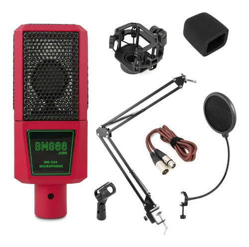 Microfone Condensador Bm800 Audio Bm-x2a Braço Pop Filter Sj