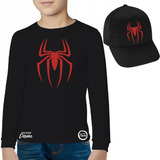 Polera Manga Larga De Niño Spiderman Araña + Jockey