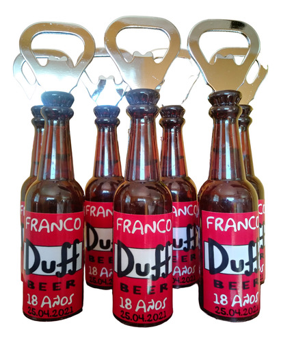 Souvenir Destapador Botellita Iman Personalizada Duff Y Mas