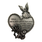 Pewter Guardian Angel Mom Drive Safely Heart Visor Clip 3 In