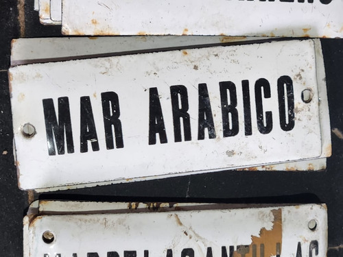 Cartel Antiguo Enlozado De Calle Mar Arábico 