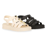 Duo De Sandalias Casuales Dama Hueso Y Negro Duo 104