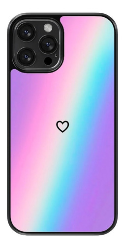 Funda Para Celular Corazon Negro Silueta Fondo Colores Moda 