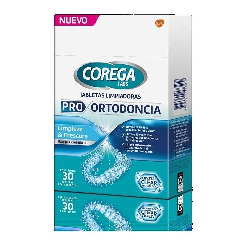 Corega Tabs Tabletas Limpiadoras Pro Ortodoncia 30u