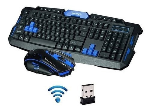 Kit Teclado Y Mouse Inalámbrico Negro/azul