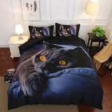 Capa De Cama Ab Black Cat 3d Jacquard Weave E Fronha