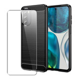 Funda Para Motorola Moto G82 Carbono Antishock + Templado