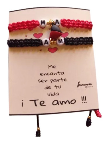 Par De Pulseras Pareja Iniciales E Imán  En Forma De Corazón