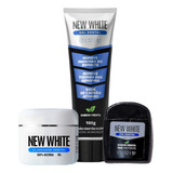 New White Carvão Natural + Gel Dental + Fio Dental