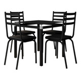 Jogo De Mesa Malva 75cm E 4 Cadeiras 118 Preto - Artefamol Cor Da Tampa $$$ Cor Dos Pés