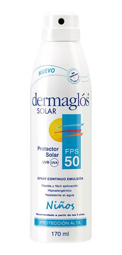 Protector Solar Fps 50 Niños En Spray  Dermaglos X 170 Ml