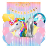 Combo Cumpleaños Globos Temática Unicornio