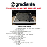 Catálogo / Folder: Toca Disco Gradiente Garrard 930s # Novo