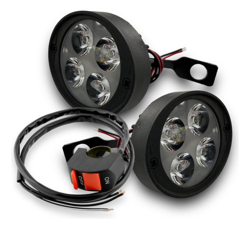 Kit X2 Faros Led Soporte Al Espejo + Tecla Switch Moto A-vip