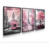 Quadro Paris Rosa Torre Eiffel Quarto Escritório Hall Casa