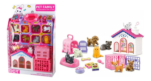 Casa De Mascotas Perros Gatos Con Accesorios Pet Family Mca