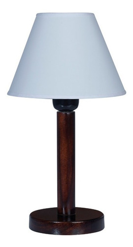 Velador Clasico Madera Pantalla 35cm Alto Led Carilux